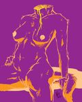  blood breasts death decapitation female gore headless nude purple purple_body rednr13 sitting sketch solo torso underlit 