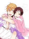  black_hair blonde_hair duo durarara!! heiwajima_shizuo hug japanese_clothes kimono orihara_izaya short_hair traditional_clothes 