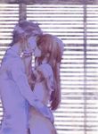  1girl brown_hair closed_eyes couple hetero jacket kiss labcoat long_hair makise_kurisu momose_itsuki okabe_rintarou spoilers steins;gate 