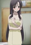  1girl blush breasts cleavage cross_days huge_breasts katsura_kotonoha long_hair school_days solo towel very_long_hair 