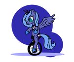  alicorn crown cutie_mark equine female feral friendship_is_magic hair hasbro horn horse long_hair mammal my_little_pony pegacorn plain_background pony princess_luna_(mlp) smile solo unicycle winged_unicorn wings zicygomar 