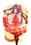  blue_hair bow dress frills furudo_erika hanokage pantyhose pink_bow ribbon solo twintails umineko_no_naku_koro_ni 