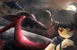  black_hair earth fat_(artist) houjuu_nue red_eyes solo space touhou ufo wings 