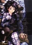  abe_yoshitoshi absurdres artbook bed brown_eyes brown_hair cellphone check_translation checkered highres iwakura_lain looking_back lying official_art pajamas phone plaid scan serial_experiments_lain short_hair solo striped stuffed_animal stuffed_toy teddy_bear translated translation_request 