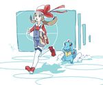  bad_id bad_pixiv_id bag bow brown_hair cabbie_hat flelincw gen_2_pokemon hat kotone_(pokemon) oekaki overalls pokegear pokemon pokemon_(creature) pokemon_(game) pokemon_hgss running thighhighs totodile twintails 