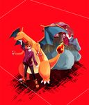  bad_id bad_pixiv_id charizard fire flame gen_1_pokemon hat monster multiple_boys ookido_green pokemon pokemon_(creature) pokemon_(game) pokemon_rgby red_(pokemon) red_(pokemon_rgby) standing tarteap venusaur 