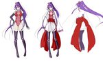  bangs bodysuit gakuko genderswap genderswap_(mtf) gloves hakama japanese_clothes kimono long_hair purple_hair red_eyes skirt thighhighs twintails vocaloid zettai_ryouiki 