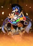  bad_id bad_pixiv_id blue_hair hat highres hinanawi_tenshi long_hair red_eyes sitting solo sword sword_of_hisou touhou weapon zico 