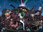  aqua_hair buddha cat cherry_blossoms flower godzilla godzilla_(series) ground_vehicle gundam hair_over_breasts hatsune_miku japanese_clothes kimono koi_wa_sensou_(vocaloid) kyan-dog legs long_hair lotus maneki-neko mecha middle_finger military military_vehicle motor_vehicle no_humans petals psychedelic road_sign sign tank tentacles twintails vocaloid zaku 