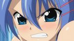  angry animated animated_gif blue_hair gif hattori_junko ichiban_ushiro_no_daimaou lowres short_hair swimsuit sword weapon 