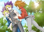  3boys brown_hair character_request collar male male_focus multiple_boys mutou_yugi mutou_yuugi tank_top yami_yugi yami_yuugi yu-gi-oh! yuki_judai yuu-gi-ou_duel_monsters yuuki_juudai 