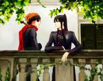  2boys black_hair d.gray-man kanda_yuu lavi long_hair male male_focus multiple_boys red_hair 