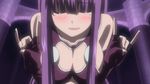  animated animated_gif blush breasts cleavage etou_fujiko eyes_closed gif ichiban_ushiro_no_daimaou large_breasts long_hair mole purple_hair 