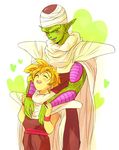  blonde_hair boy cape dragon_ball dragonball_z heart hotate_(suikaneko) piccolo simple_background smile son_gohan uniform 