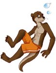  blue_eyes hizzie male mammal mustelid otter solo swimming_trunks swimsuit tail topless 