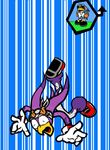  avian bandanna beak bird black_sclera blue_eyes boots chibi christin_d clothing eyewear falling female gloves goggles grey grey_body pants sega shocked sonic_(series) sonic_riders storm_the_albatross sunglasses swallow_(bird) wave_the_swallow 