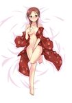  barefoot bed blush brown_hair covering covering_crotch dakimakura full_body itamochi minna-dietlinde_wilcke nude solo strike_witches world_witches_series 