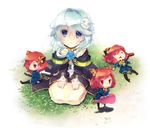  animal_ears bad_id bad_pixiv_id blue_eyes blue_flower blue_rose bow bowtie capelet closed_eyes flower grass guitar_case hair_ornament hairclip hebino_(snake_nest) instrument_case jacket lying minigirl multiple_girls on_back red_eyes red_hair rose seiza short_hair siblings silver_hair simple_background sisters sitting smile standing tail trickster 