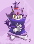  blaze_the_cat blush cat cool_colors feline female fur hug mammal pillow pillow_hug ponytail psuc purple purple_fur purple_theme sega socks solo sonic_(series) tail 