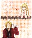  1girl blonde_hair blue_eyes edward_elric fullmetal_alchemist heart heart_of_string long_hair red_string string string_phone tsukuda0310 winry_rockbell yellow_eyes 