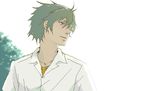  gray_hair green_hair grey_hair looking_to_side male_focus nagisa_kaworu nature neon_genesis_evangelion short_hair simple_background solo white_background 