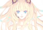  animal_ears bad_id bad_pixiv_id blonde_hair blue_eyes face headset kei_(seona2020) lips long_hair portrait seeu simple_background smile solo vocaloid 