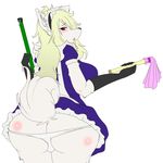  anthro blush butt canine dog female fox hi_res looking_at_viewer looking_back looking_over_shoulder maid maid_uniform mammal panties plain_background simple_background solo underwear upskirt yus-ts 