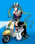  aqua_eyes aqua_hair bad_id bad_pixiv_id bird boots contemporary detached_sleeves fingerless_gloves flag_print food full_body gloves ground_vehicle hatsune_miku helmet long_hair masao motor_vehicle necktie penguin popsicle scooter shorts sitting solo thigh_boots thighhighs twintails union_jack unzipped very_long_hair vocaloid 