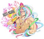  crown jewelry long_hair multicolored_hair necklace sani_(toriko) shirtless toriko_(series) 