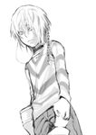  accelerator choker comic crutch greyscale holding_hands male_focus monochrome out_of_frame pov pov_hands shirt solo_focus striped striped_shirt to_aru_majutsu_no_index translated yucca_(sui_linx) 