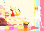  bad_id bad_pixiv_id cake cupcake food fork fruit green_eyes hat ice_cream koto_suomi macaron orange_hair original pudding shoes short_hair short_shorts shorts silhouette sneakers solo sparkle strawberry 