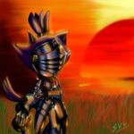  beautiful blaze_the_cat cat feline female fur gauntlets knight mammal mask ponytail purple purple_fur rapier sega silvachito sir_percival solo sonic_(series) sonic_and_the_black_knight sunset sword tail weapon 