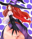  ass ass_grab breasts dragon&#039;s_crown dragon's_crown elbow_gloves gloves hat huge_ass large_breasts looking_back no_panties red_hair sideboob sorceress_(dragon&#039;s_crown) sorceress_(dragon's_crown) witch_hat yac_(mokkori) 