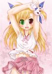  armpits blonde_hair bunny casual face heterochromia long_hair lyrical_nanoha mahou_shoujo_lyrical_nanoha_strikers mahou_shoujo_lyrical_nanoha_vivid navel sacred_heart shinozuki_takumi solo vivio 