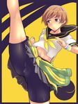  brunette kick persona persona_4 satonaka_chie 