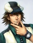  artist_name bracelet brown_eyes brown_hair cabbie_hat facial_hair hat jewelry joyce_hui kaburagi_t_kotetsu male_focus necktie realistic ring signature solo stubble tiger_&amp;_bunny vest waistcoat watch watermark web_address wedding_band wristwatch 