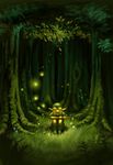  blonde_hair bug firefly forest insect link male_focus nature sitting solo the_legend_of_zelda tree tubumi young_link 