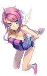  angel angel_wings artist_request breasts cleavage disgaea green_eyes hair_tubes large_breasts makai_senki_disgaea_4 pink_hair smile solo tabard vulcanus_(disgaea_4) wings 