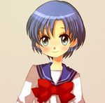  bishoujo_senshi_sailor_moon blue_eyes blue_hair blue_sailor_collar blush bow hiyopuko juuban_middle_school_uniform lowres mizuno_ami sailor_collar school_uniform short_hair smile solo 