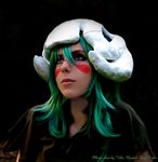  a-pumpkin aqua_hair arrancar bleach body_paint bodypaint cosplay espada highres hollow neliel_tu_oderschvank nelliel_tu_odelschwanck nelliel_tu_odelschwanck_(cosplay) non-asian photo real skull skull_mask 