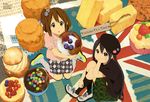  absurdres animage argyle argyle_skirt badge beret black_hair blueberry brown_eyes brown_hair button_badge candy cookie cream_puff cupcake english flag_background food fruit hair_bobbles hair_ornament hand_on_own_cheek hand_on_own_face hat highres hirasawa_yui horiguchi_yukiko k-on! k-on!_movie kneeling lace_trim long_hair miura_rina multiple_girls nakano_azusa non-web_source official_art oversized_object plaid plaid_skirt raspberry scan shoes short_hair skirt socks striped striped_legwear takeda_akiyo tamine_ikuko twintails union_jack very_long_hair 