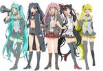  akita_neru black_rock_shooter cross_over dress group jpeg_artifacts koi_wa_sensou_(vocaloid) kuroi_mato long_hair melt_(vocaloid) murakami_yuzu photoshop sakura_miku skirt twintails when_the_first_love_ends_(vocaloid) world_is_mine_(vocaloid) zatsune_miku 