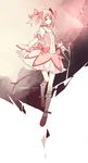  bow_(weapon) choker gloves kaname_madoka magical_girl mahou_shoujo_madoka_magica outstretched_arm pink_eyes pink_hair short_hair smile solo twintails weapon white_gloves yuzi_0116 