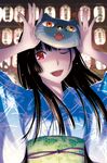  black_hair hattori_mitsuru japanese_clothes kimono long_hair red_eyes sanka_rea sankarea sankarea_(manga) smile wink 