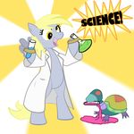  blonde_hair chemistry derpy_hooves_(mlp) dialog english_text equine female for_science! friendship_is_magic hair horse lab_coat mammal my_little_pony pegasus pony science test_tube test_tubes text wings 