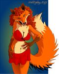  canine colored curly_hair digital female firefox fox hair kekpafrany licking licking_lips mammal midriff red_fox red_hair red_skirt red_top skirt solo tongue vector 