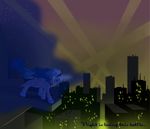  alicorn city crown cutie_mark equine female feral friendship_is_magic grayma1k hair hasbro horn horse lights long_hair magic mammal my_little_pony night pegacorn pony princess_luna_(mlp) skyscraper solo struggle tail winged_unicorn wings 