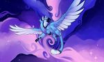  avian beak blue blue_theme cool_colors demicoeur feral flying gryphon purple purple_theme solo wings 