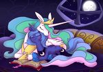  alicorn blush book crown cute cutie_mark duo equestria-prevails equine eyes_closed female feral friendship_is_magic hair horn horse mammal moon my_little_pony night pony princess princess_celestia_(mlp) princess_luna_(mlp) royalty sibling sisters sleeping sofa stars window winged_unicorn wings 