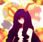  flat_chest gradient_eyes hachiyuki horns long_hair multicolored multicolored_eyes no_bra nude original purple_eyes purple_hair solo tears 